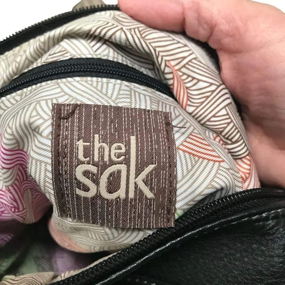 The Sak Sequoia black leather‎ hobo shoulder bag purse
